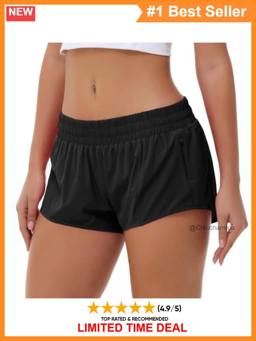 Aurefin Lightweight Quick Dry Running Shorts Zip Pocket Liner Women Gym